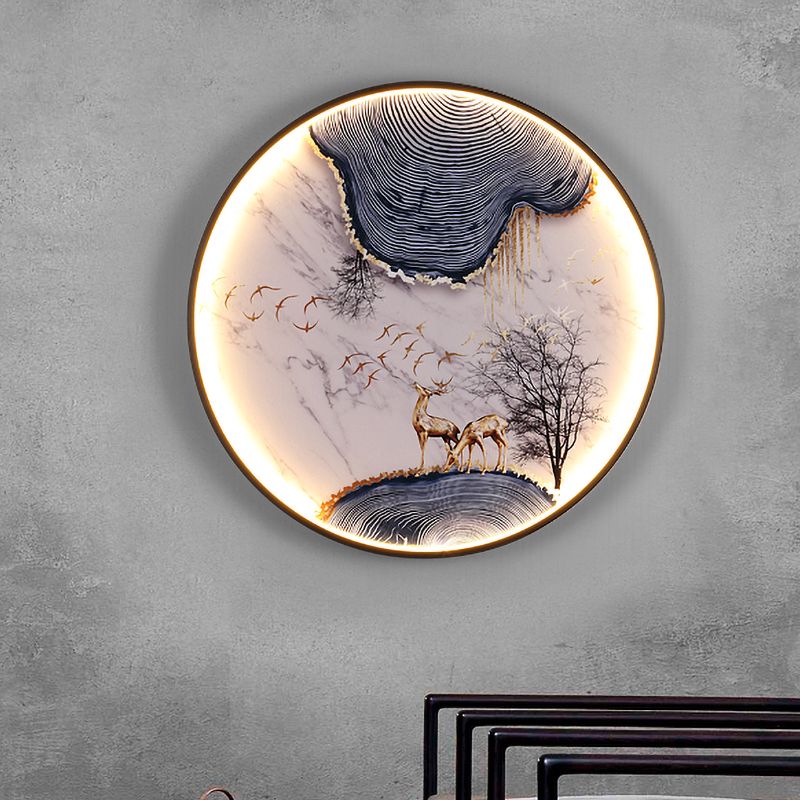 Elk / Bird Painting Wall Mural Lampe Asia Tabill