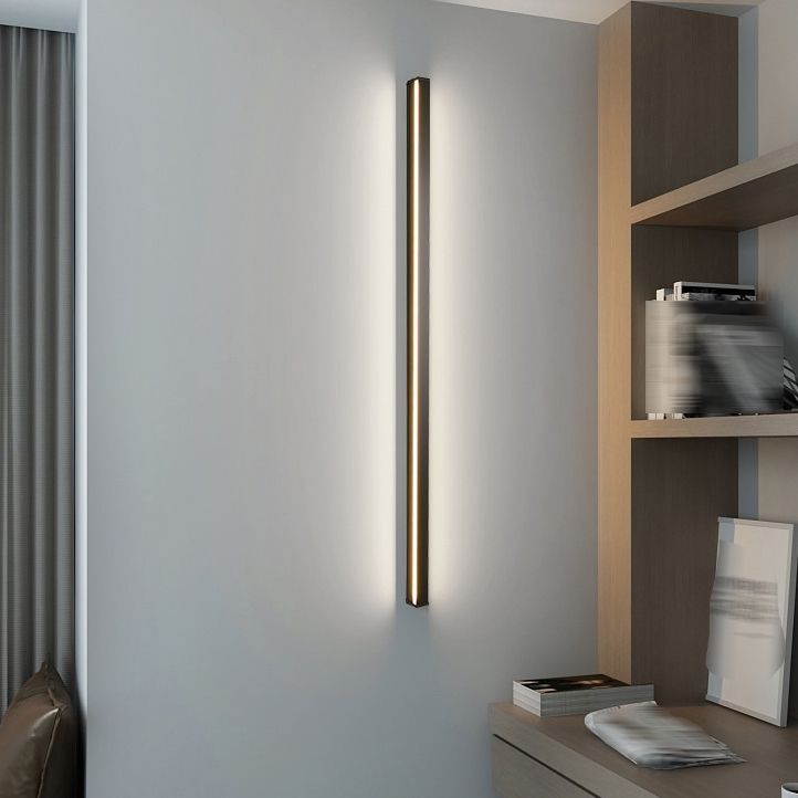 Metal Linear Shade Wall Sconce Modern Style 1- Light Wall Mount Light in Black