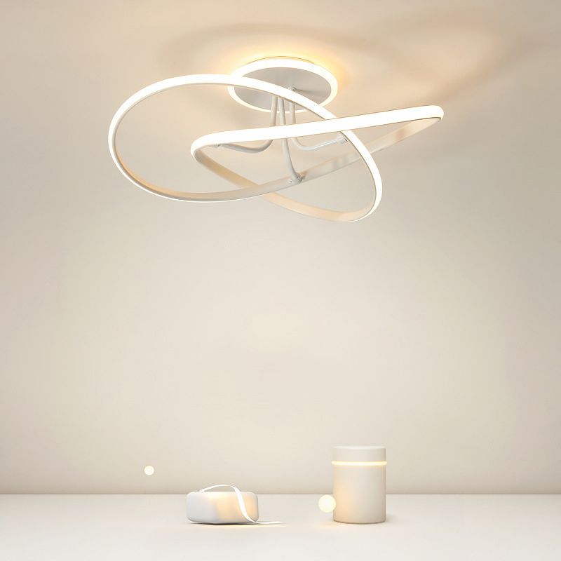 Plafonnier LED en gel de silice de style concis et moderne, montage semi-encastré linéaire en aluminium pour chambre à coucher