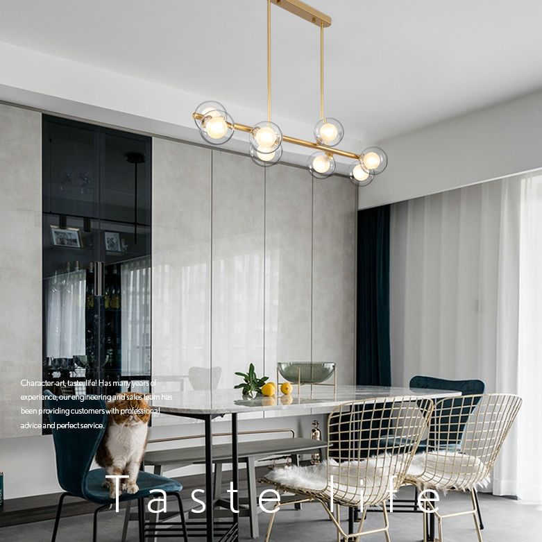 Orb Glass Shade Island Light Fixture Modern Style Metal Hanging Ceiling Lamp for Kitchen Dining Room