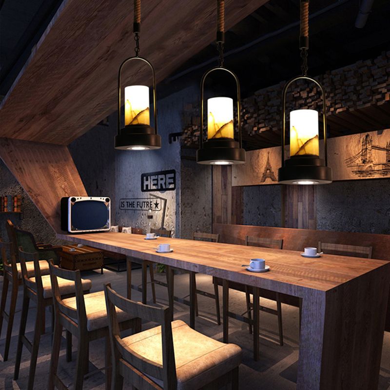 Accensione del ristorante cilindro Accensione agricola marmo elegante 1 luminoso di bronzo leggero/finitura a soffitto nero