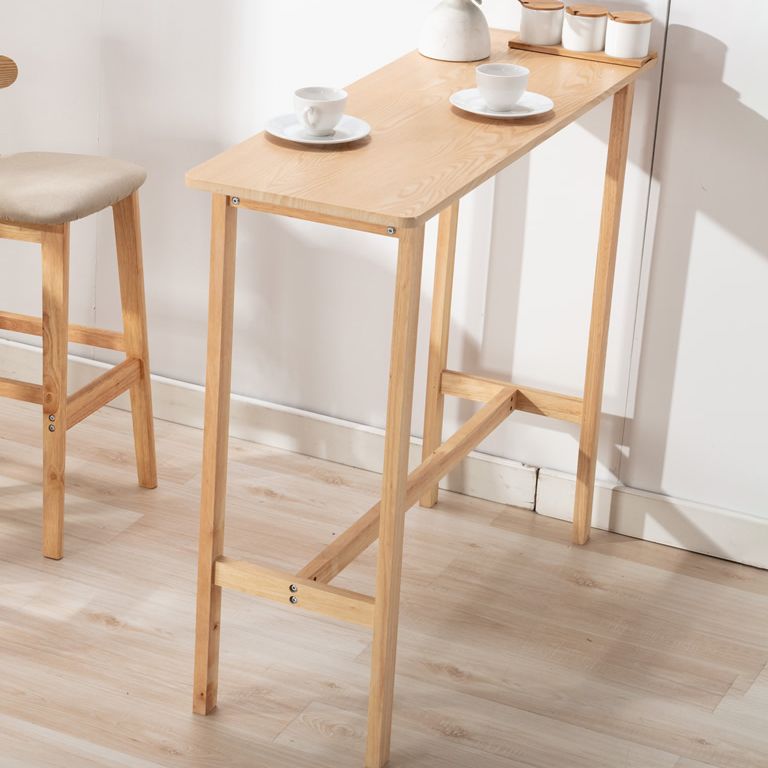 Modern Indoor Wood Top Rectangle Bar Stool Table with Footrest