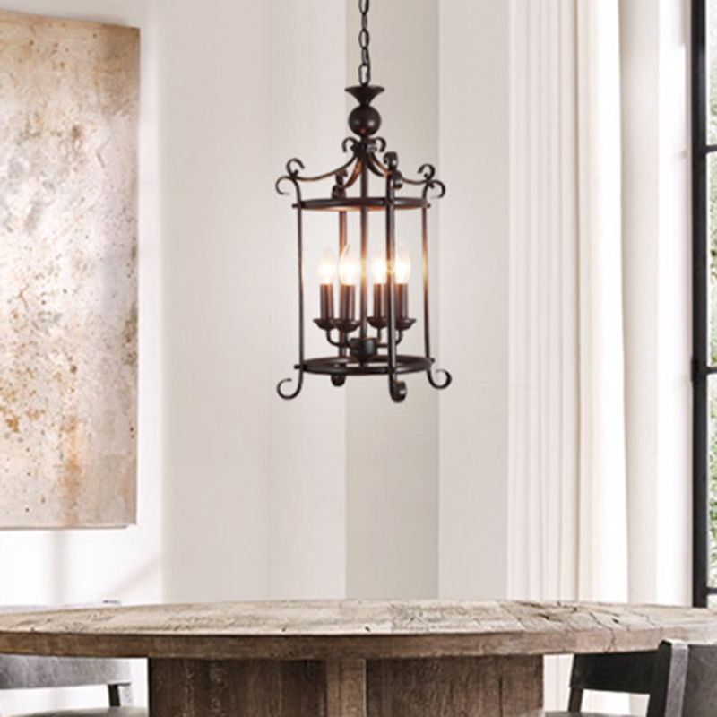 Lámpara de lámpara negra lámpara colgante lámpara de metal retro lámpara colgante lámpara