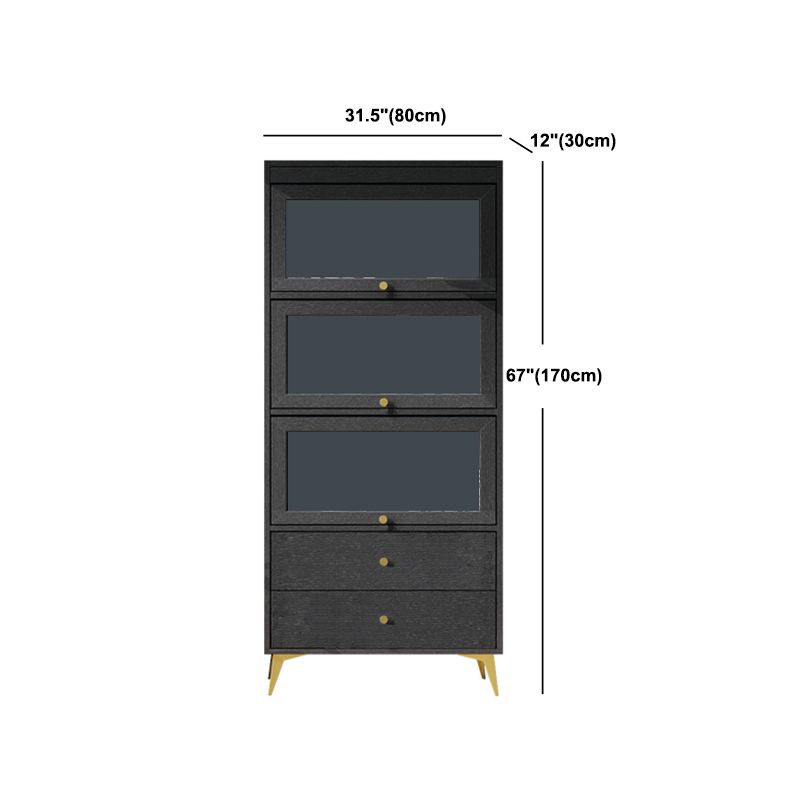 Contemporary 2- Drawer Black Wooden Cabinet, Rectangle Accent Cabinet