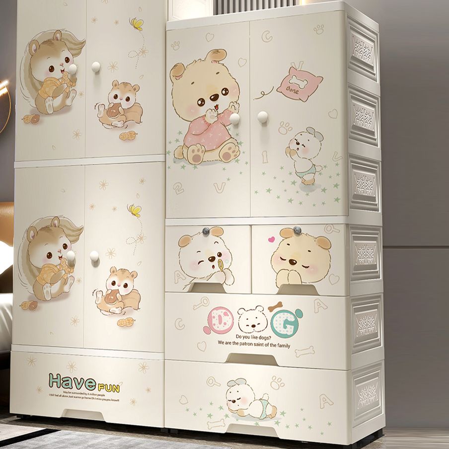 White Modern Kids Closet Plastic High Gloss 2-Door Coat Locker