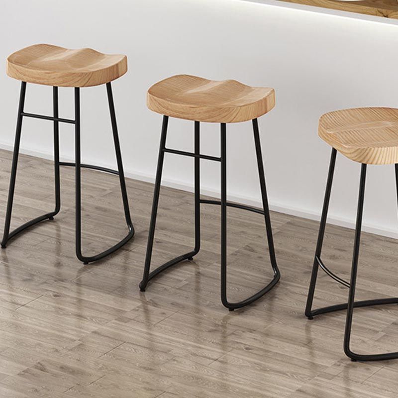 Modern Saddle Seat Bar-stool Solid Wood Counter Bar Stool for Home