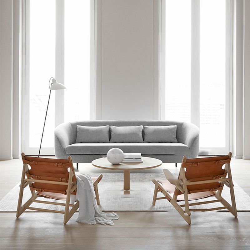 Mid-Century Modern Solid Wood Frame Square Arms Lounge Accent Chair