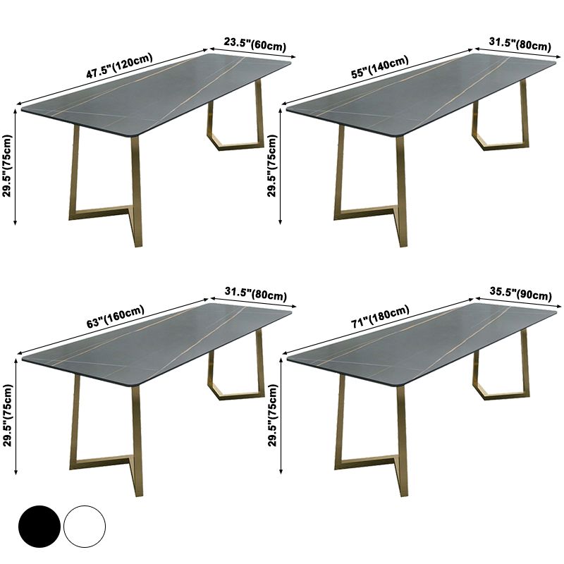 Rectangle double piédestal glam glam table table à manger en deux couleurs table de pierre frittée