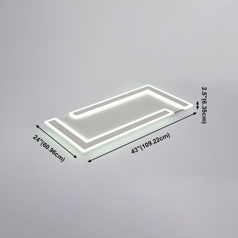 Weiße, rechteckige LED-Einbauleuchte in moderner Schlichtheit, schmiedeeiserne Deckenleuchte mit Acrylschirm