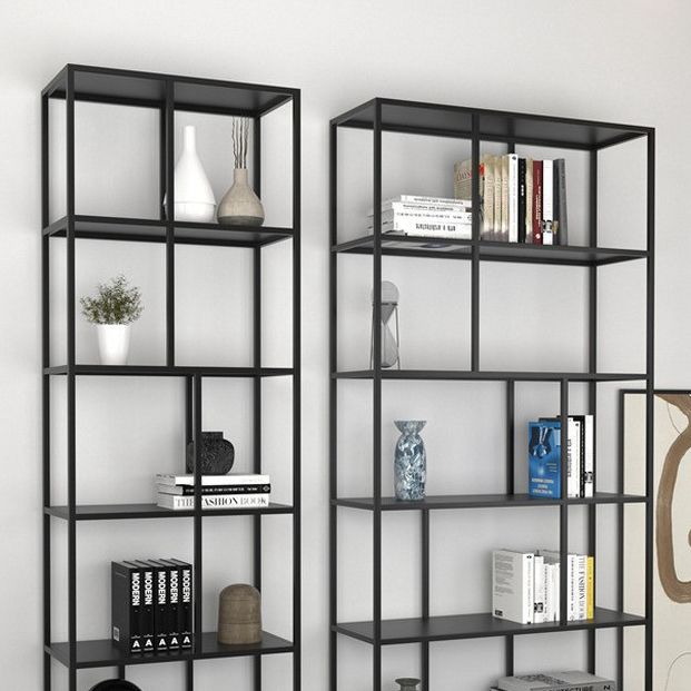 Metal Open Book Shelf Contemporary Home Shelf Bookcase with Shelves