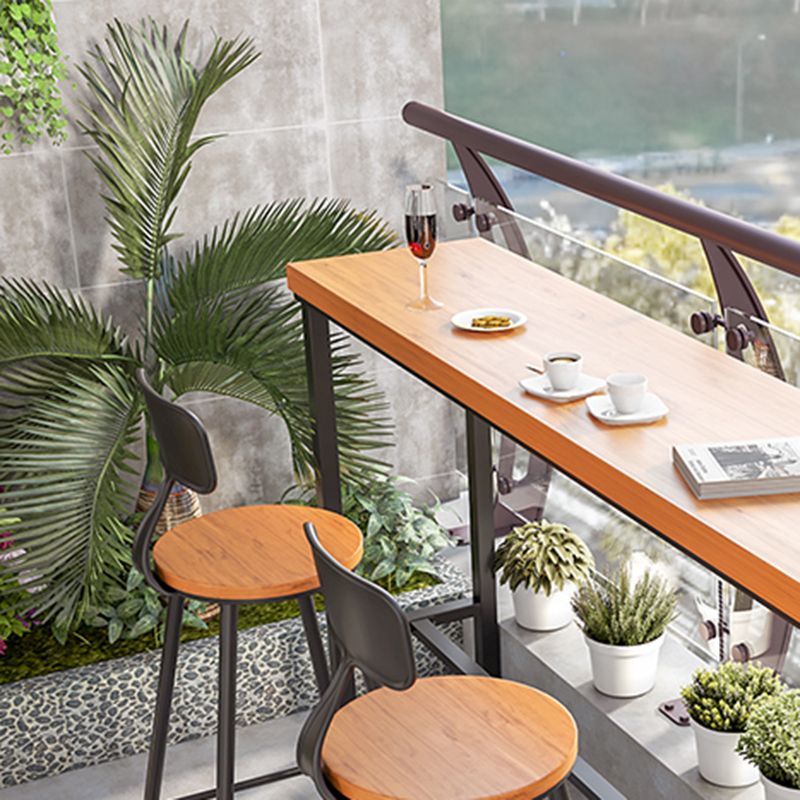 1/3 Pieces Modern Rectangle Solid Wood Bar Table with High Stools