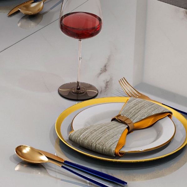 Foldable Sintered Stone Top Dining Table Modern Extendable Table with 4 Legs