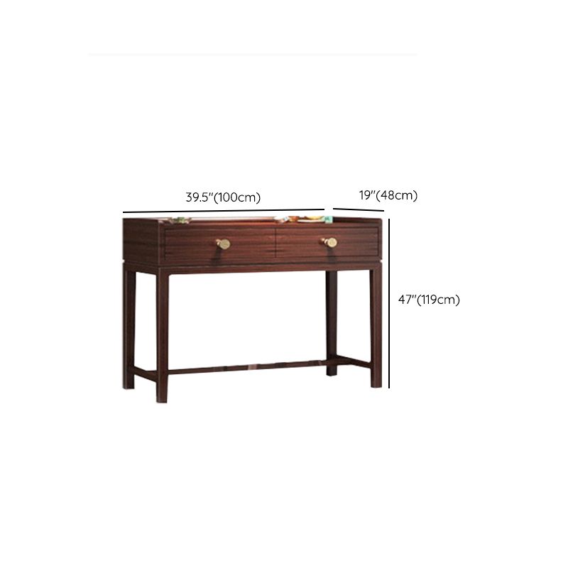 Brown Solid Wood Standing 2 Drawer Vanity Dressing Table Set