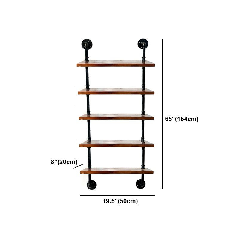Industrial Style Bookshelf Wall Mounted Solid Wood Bookcase for Home Office