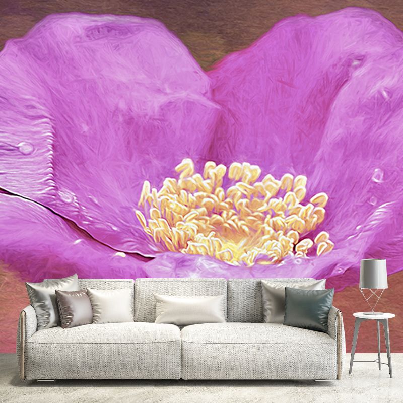 Rose Illustration Wall Covering for Living Room Flower Mural, Moisture-Resistant