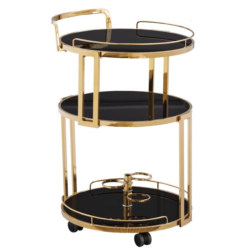 32.28" High Modern Style Round Prep Table Rolling Metal Prep Table for Home