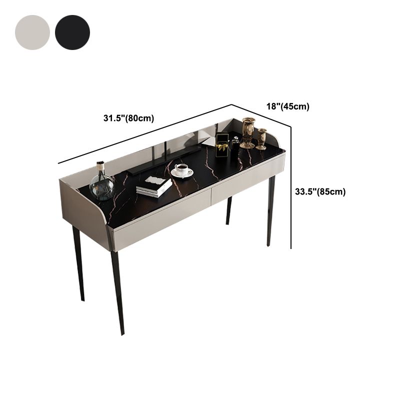 Makeup Counter With 2 Storage Drawers Contemporary Marble Dresser for Bedroom