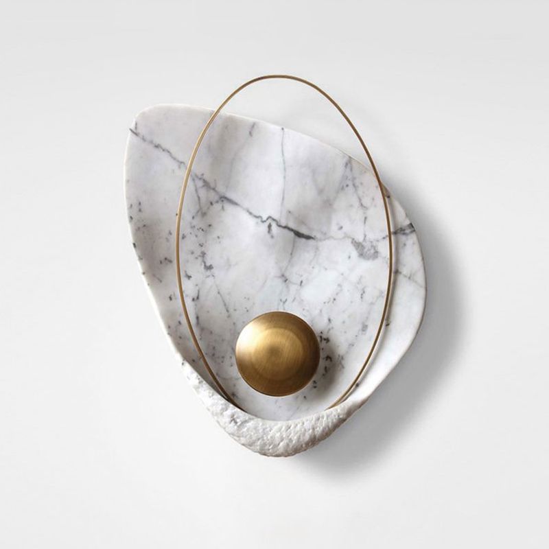 Teardrop Marmor Lampenlampendesigner 1-Licht schwarz/weiße Flush-Montier-Wandleuchte für Wohnzimmer