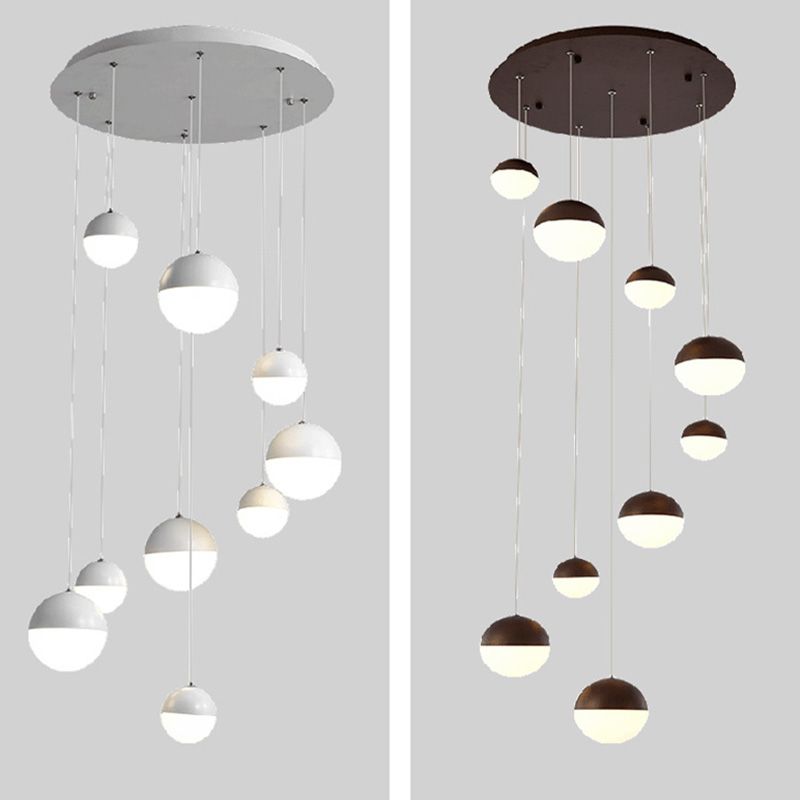 Modern Ball Shape Pendant Glass Multiple Hanging Ceiling Light for Spiral Stair