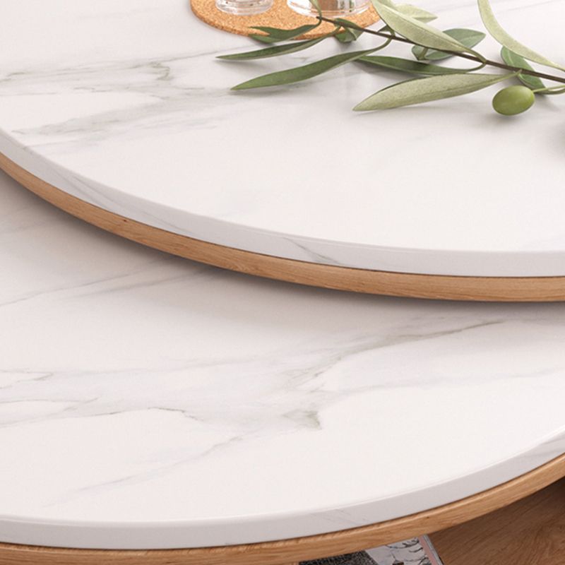 Round Coffee Table Frame Nesting Coffee Table Set with Storage Shelf