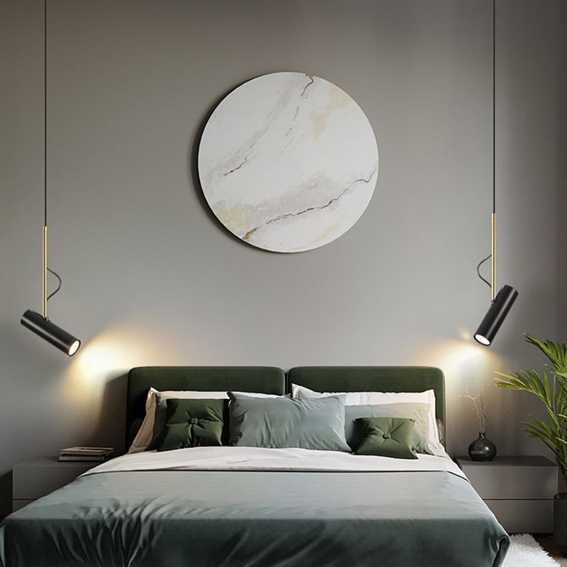 Metall Tubular Spotlight Anhänger postmodern 1 Kopf Rotatable Lesebuchlicht für Schlafzimmer