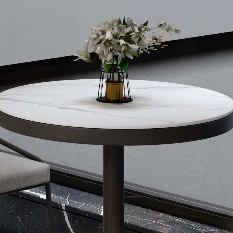 Metal Modern Round Dining Table Sintered Stone Top Table for Dining Room and Kitchen