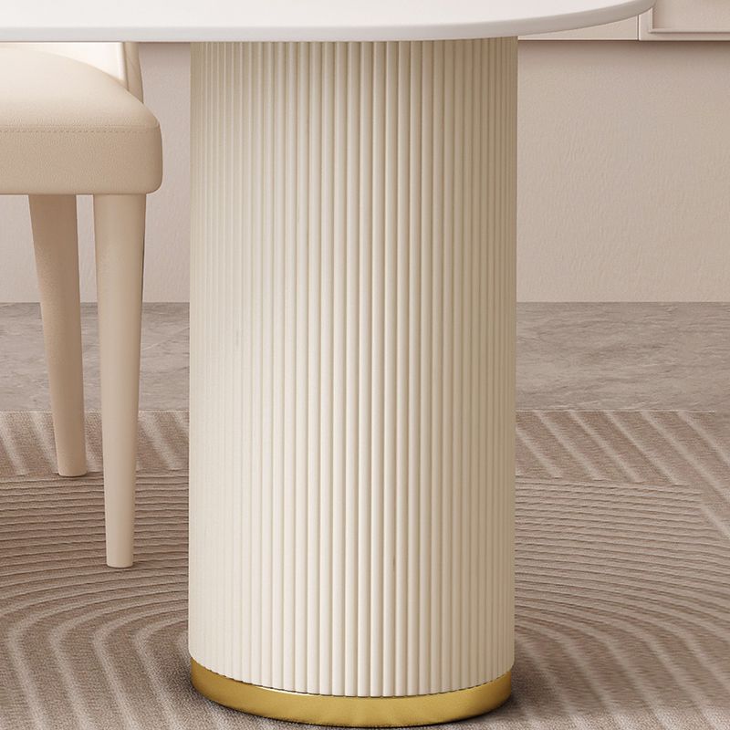 White Stone Top Dinette Table with Storage Modern Free Form Dining Table