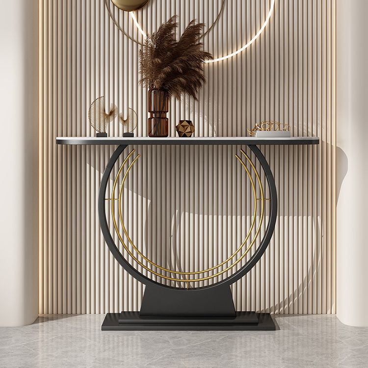 Glam Console Table Scratch Resistant Half Moon Console Table