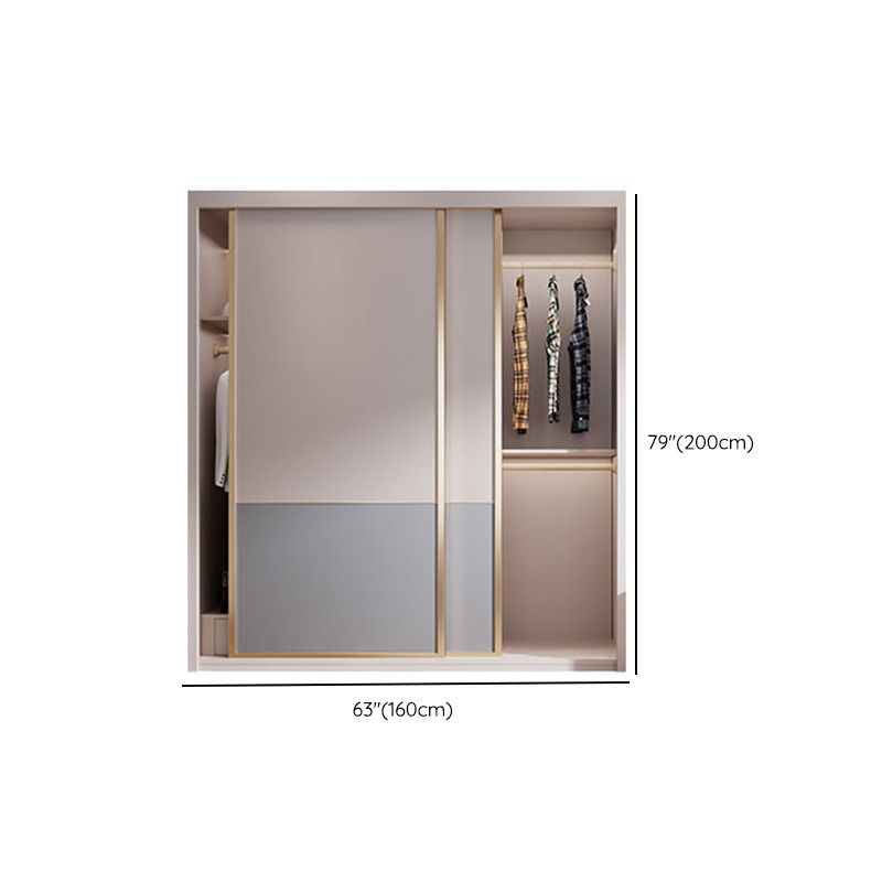 Bedroom Wooden Wardrobe Armoire Coastal Style Sliding Doors Storage Cabinet