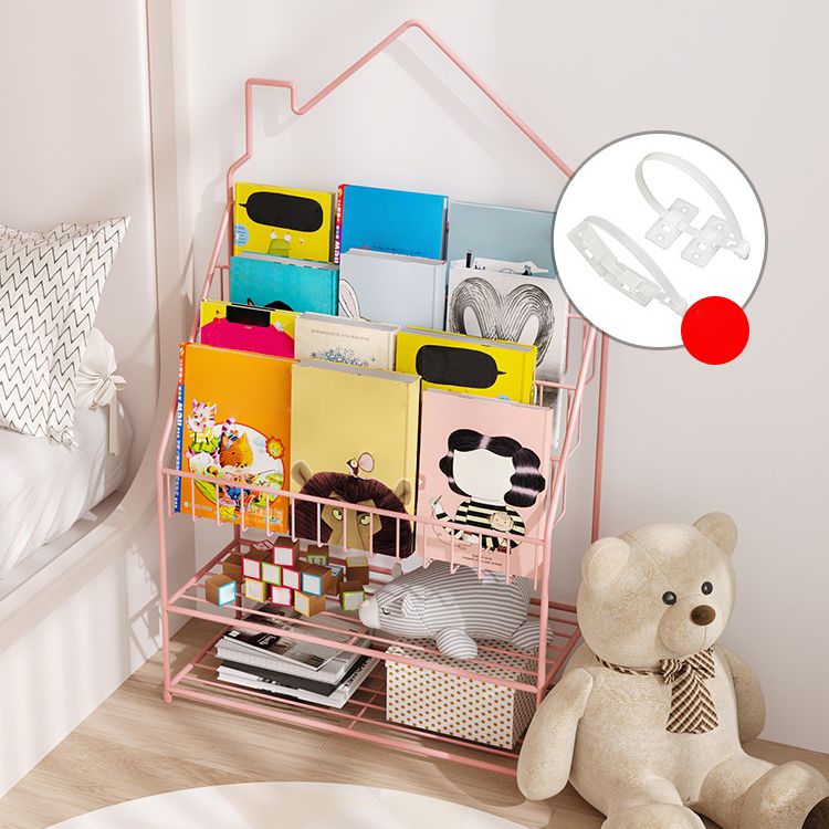 Scandinavian Closed Back Ladder Bookshelf Metal Bookcase with Shelves