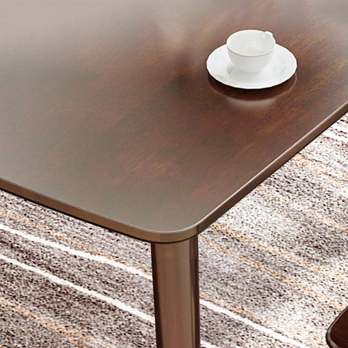 Rectangle 4 jambes Table à manger moderne Table brun Table fixe avec bois massif