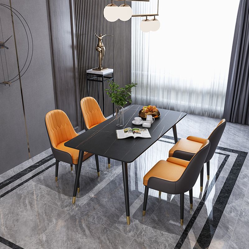 Modern Kitchen Sintered Stone Dining Set Rectangular Standard Dining Set in White