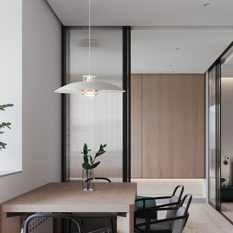 UFO Shaped Single Light Minimalist Hanging Lamp 17.7" Wide Aluminum Alloy Lighting Fixture for Corridor Aisle