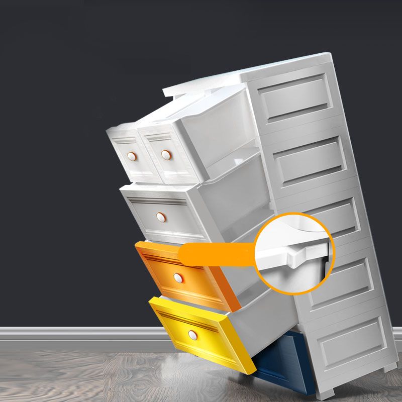 Plastic Contemporary Bedroom Cabinet Matte Finish Storage Cabinet with Drawers