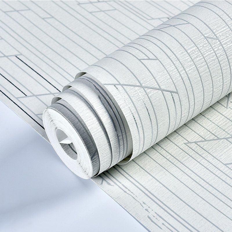 Modern Geometry Wallpaper Roll Non-Woven Washable Light-Color Wall Covering for Bedroom