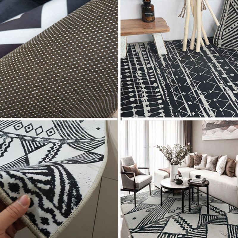 Environmental Geometric Rug Multi-Color Bohemian Carpet Synthetics Anti-Slip Machine Washable Pet Friendly Rug for Living Room