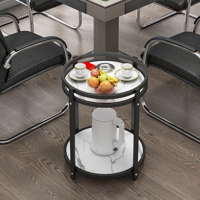 Glam Metal Storage End Table Double Tier Side Table for Living Room