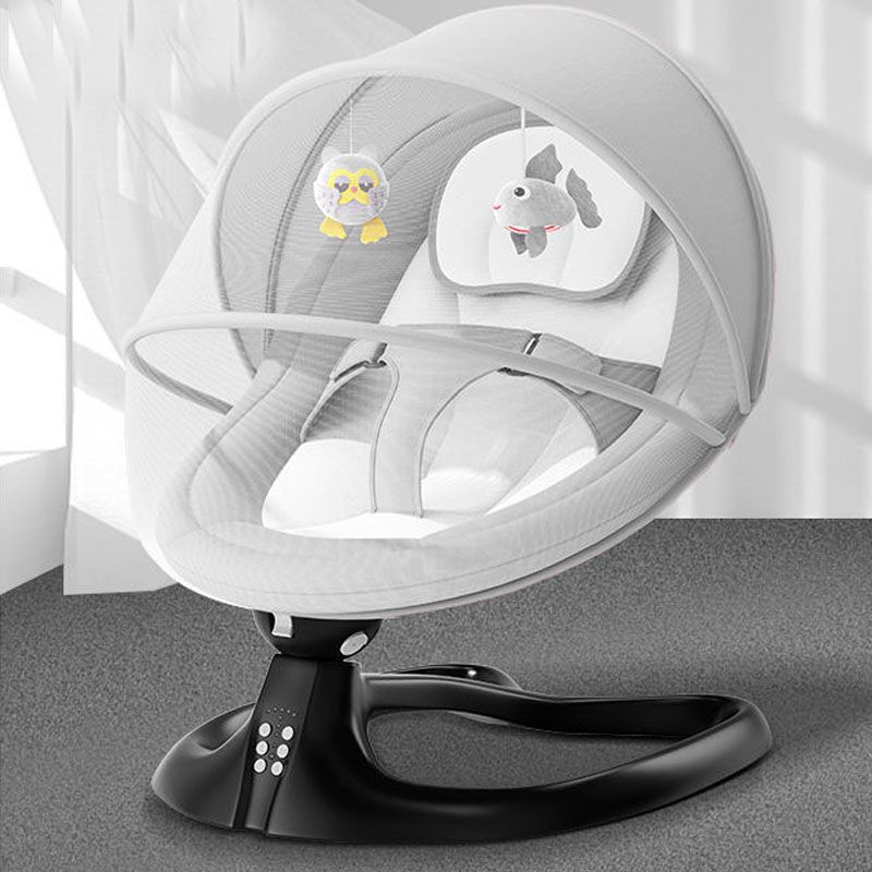 Modern Metal Rocking Bassinet Electric Oval Height Adjustable with Pillow