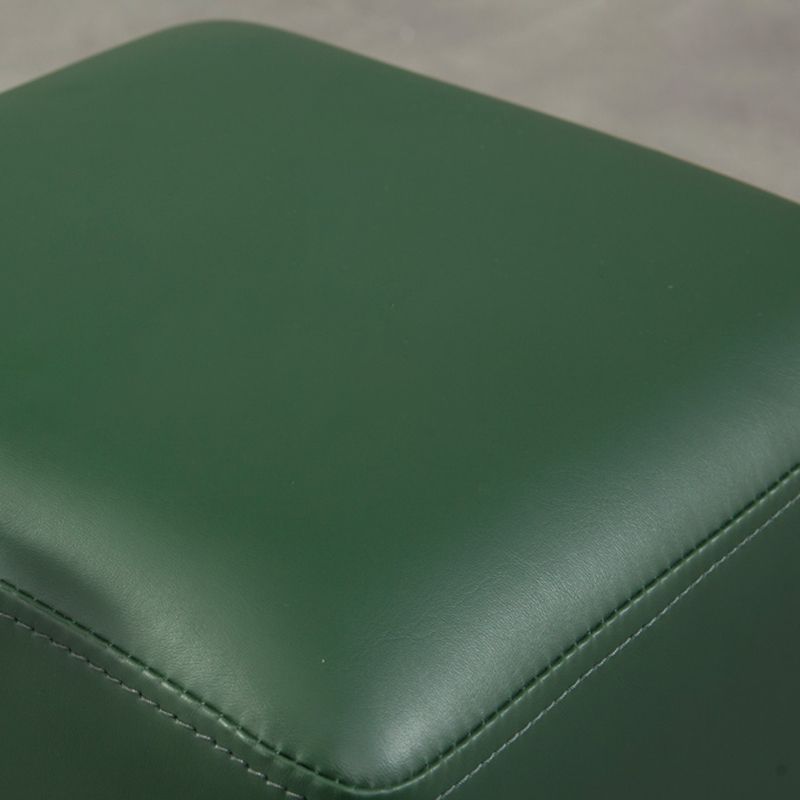 Modern Square Sherpa Pouf Plain PU Leather Water Resistant Couch Footrest