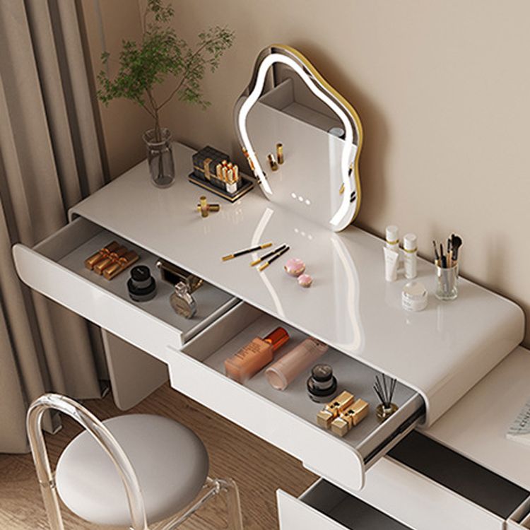 Contemporary Lighted Mirror Vanity Tables Bedroom Makeup Vanity Desk Table with Drawer