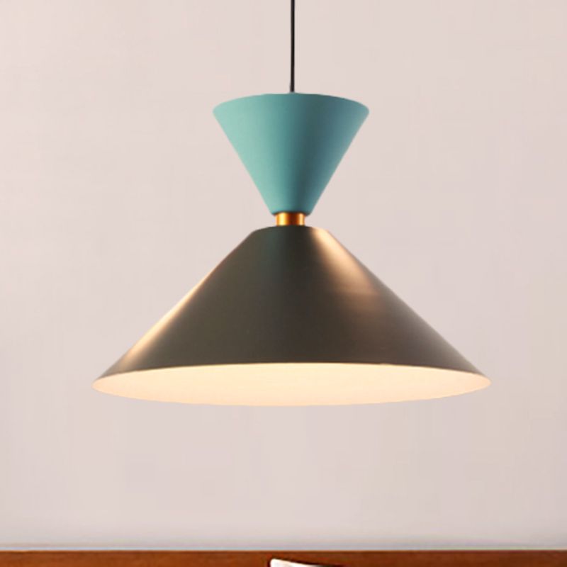 Cono nero/cupola a pendente a sospensione in stile nordico metallo 1 luce soggiorno a soffitto appeso, 2 "/3" diametro