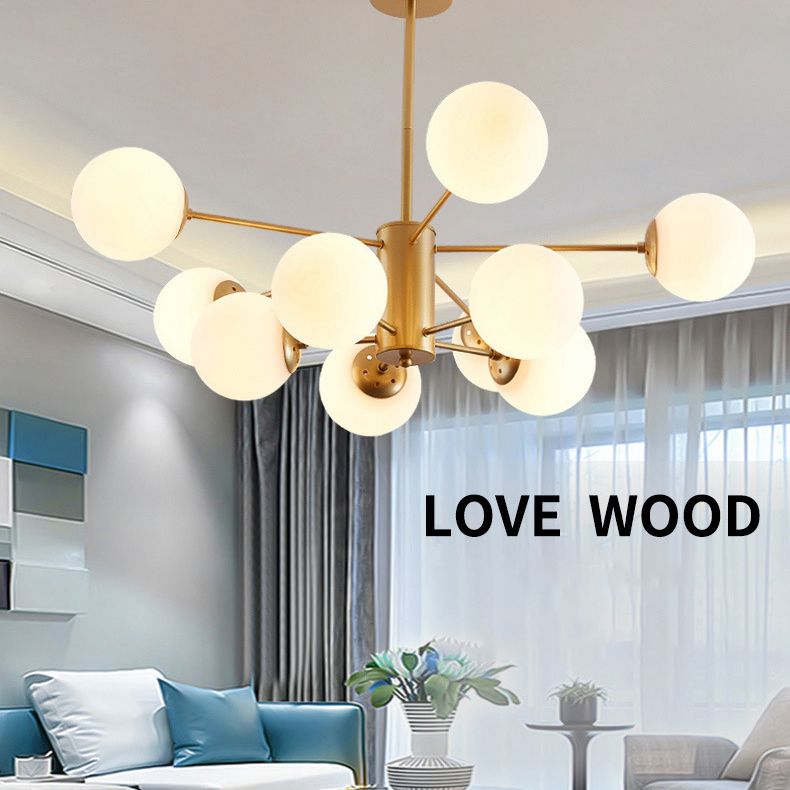 Leche de lámpara de sombra de pelota de vidrio blanco Estilo moderno Múltiples luces de la sala de estar accesorio de iluminación de la sala de estar