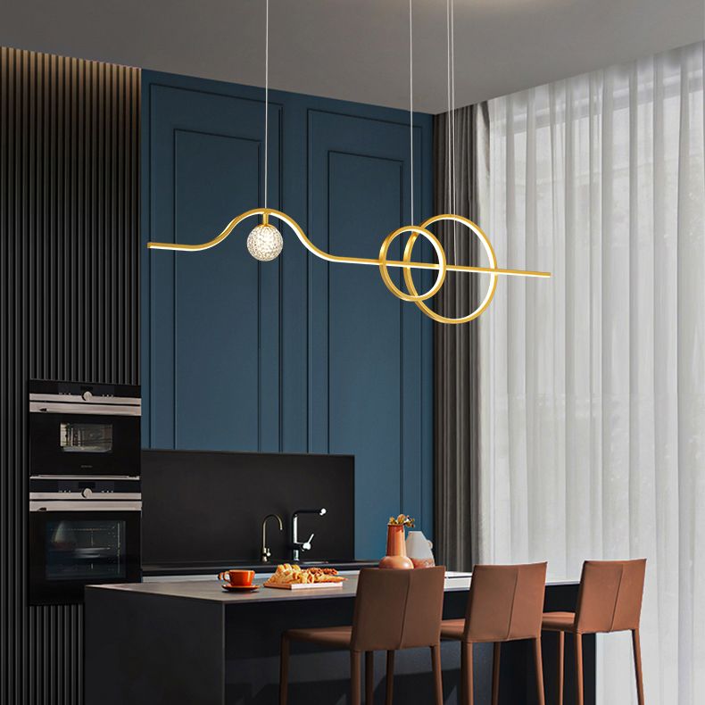 Linear Island Lighting Fixtures Modern Style Metal Kitchen Pendant Lights