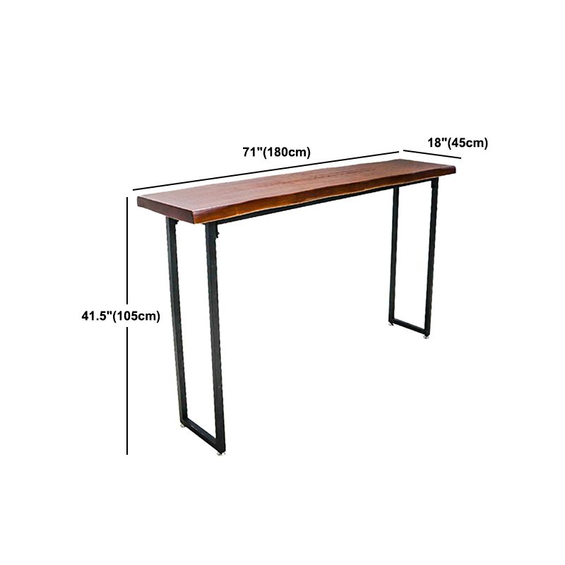 Solid Wood Bar Dining Table Specialty Brown Bar Height Cocktail Table with Sled Base