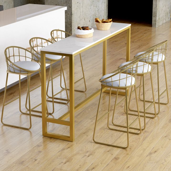 Glam 1/3/7 Pieces Bar Table Set Rectangle Stone Counter Table with High Stools