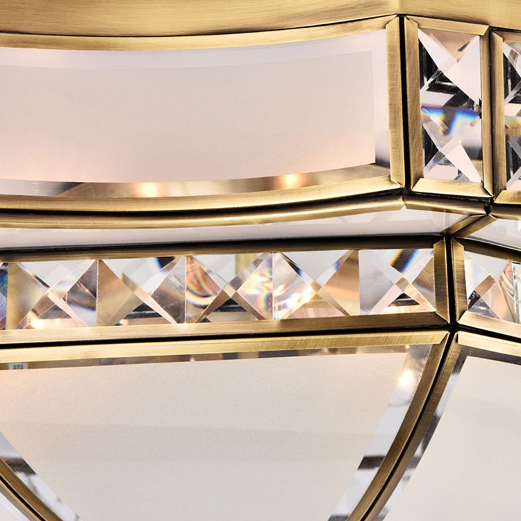 Glass Semi Flush Mount Light Fixture Simplistic Inverted Semi Flush Light Fixture in Brass