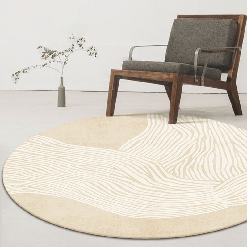 Apricot Line Rug Polyester Casual Rug Non-Slip Backing Rug for Drawing Room