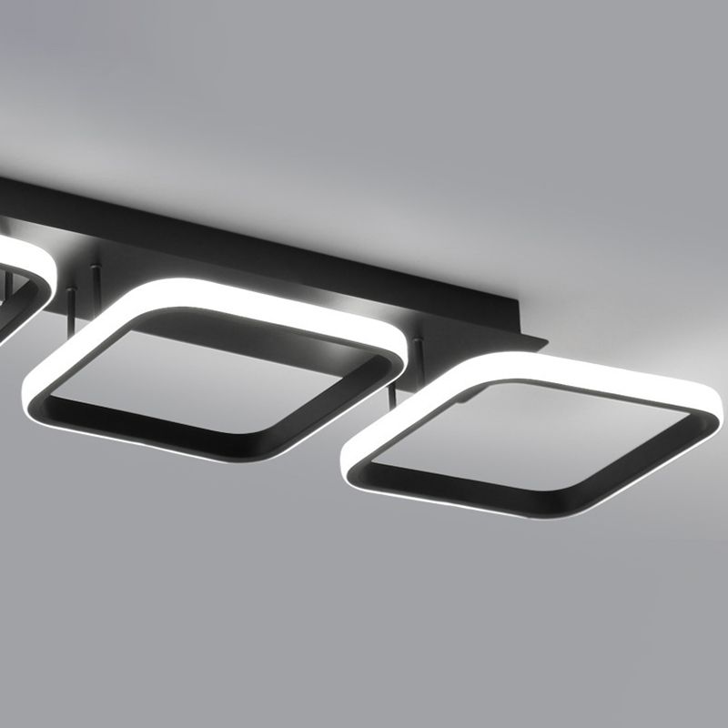 Plafón de techo cuadrado de aluminio, luz semiempotrada LED negra Simplicity para vestíbulo