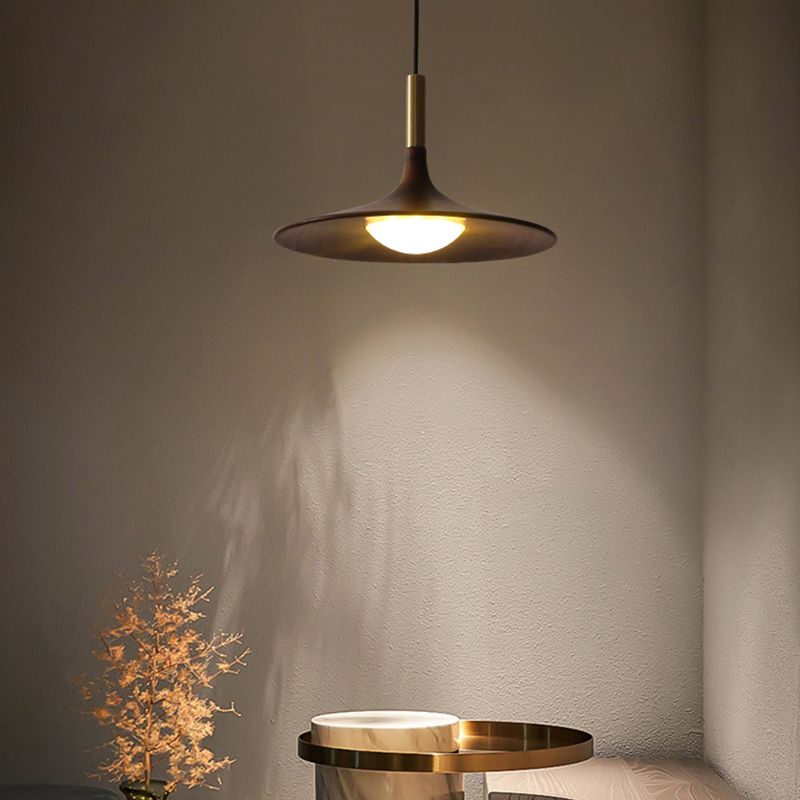 Modern Hanging Light Wooden Shade Pendent Light Fixture for Sitting Room