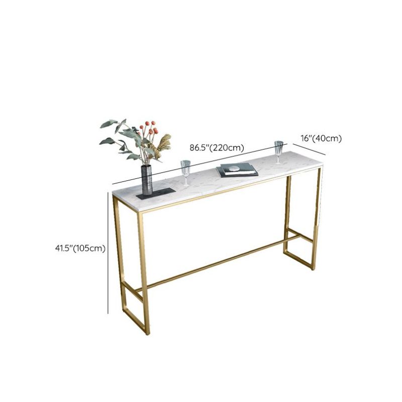 Glam Bar Height Table White Faux Marble Top Bistro Bar Table with Metal Base